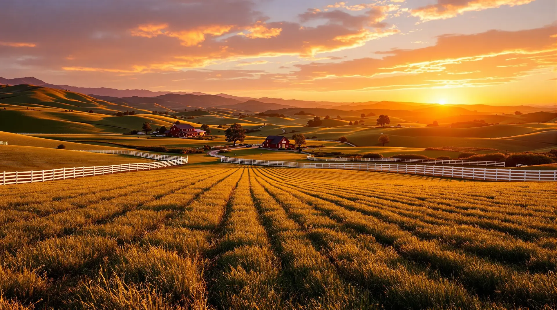 Our California farm at sunset